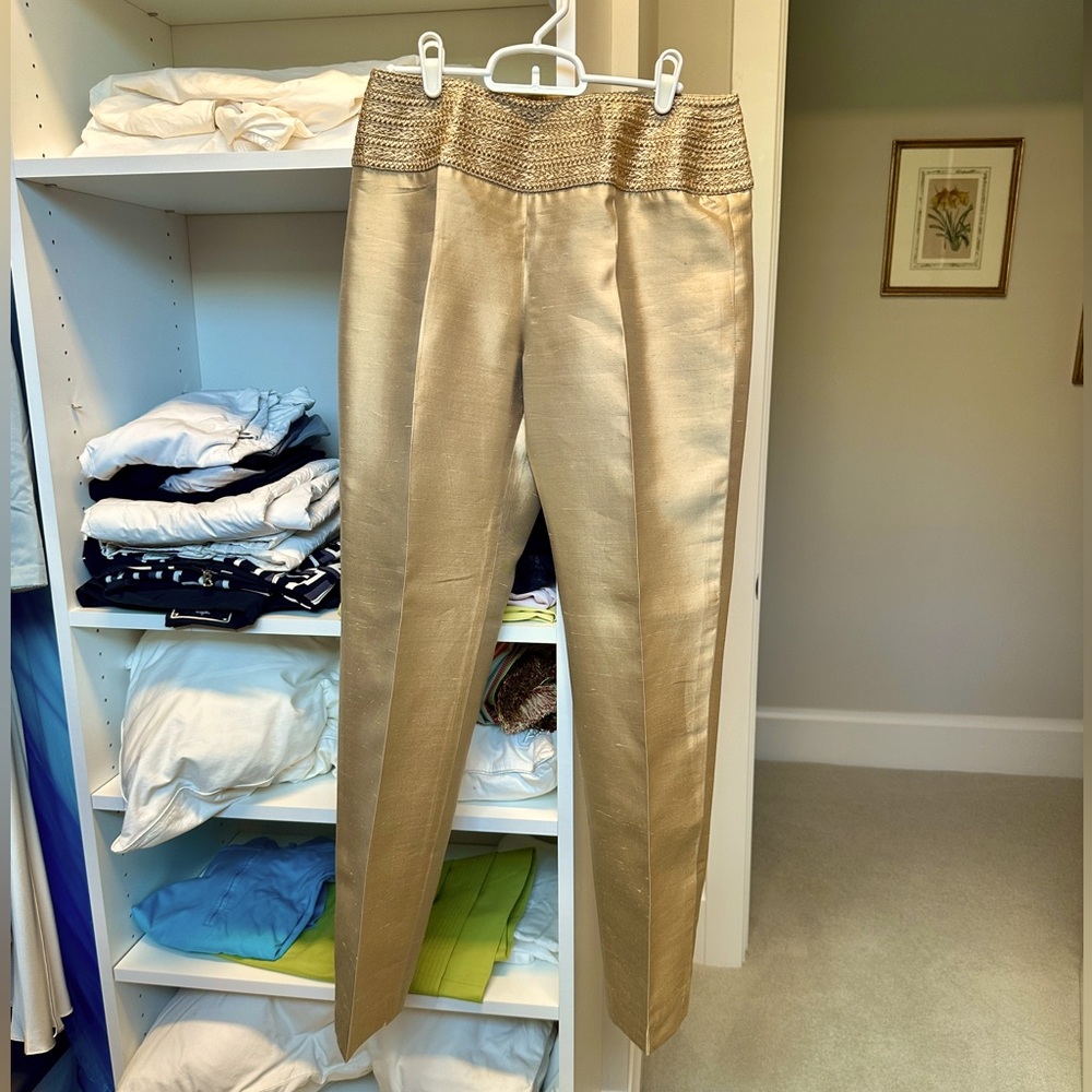 Carlisle tan/gold Pants - slightly cropped cut